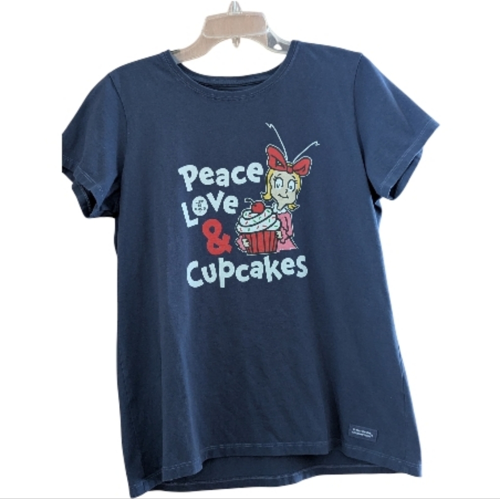 Life Is Good Women's S Sleeve  Crusher Tee Peace, Love And Cupcakes